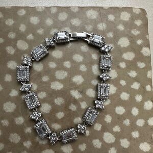 Elegant Silver Bracelet with Clear Stones